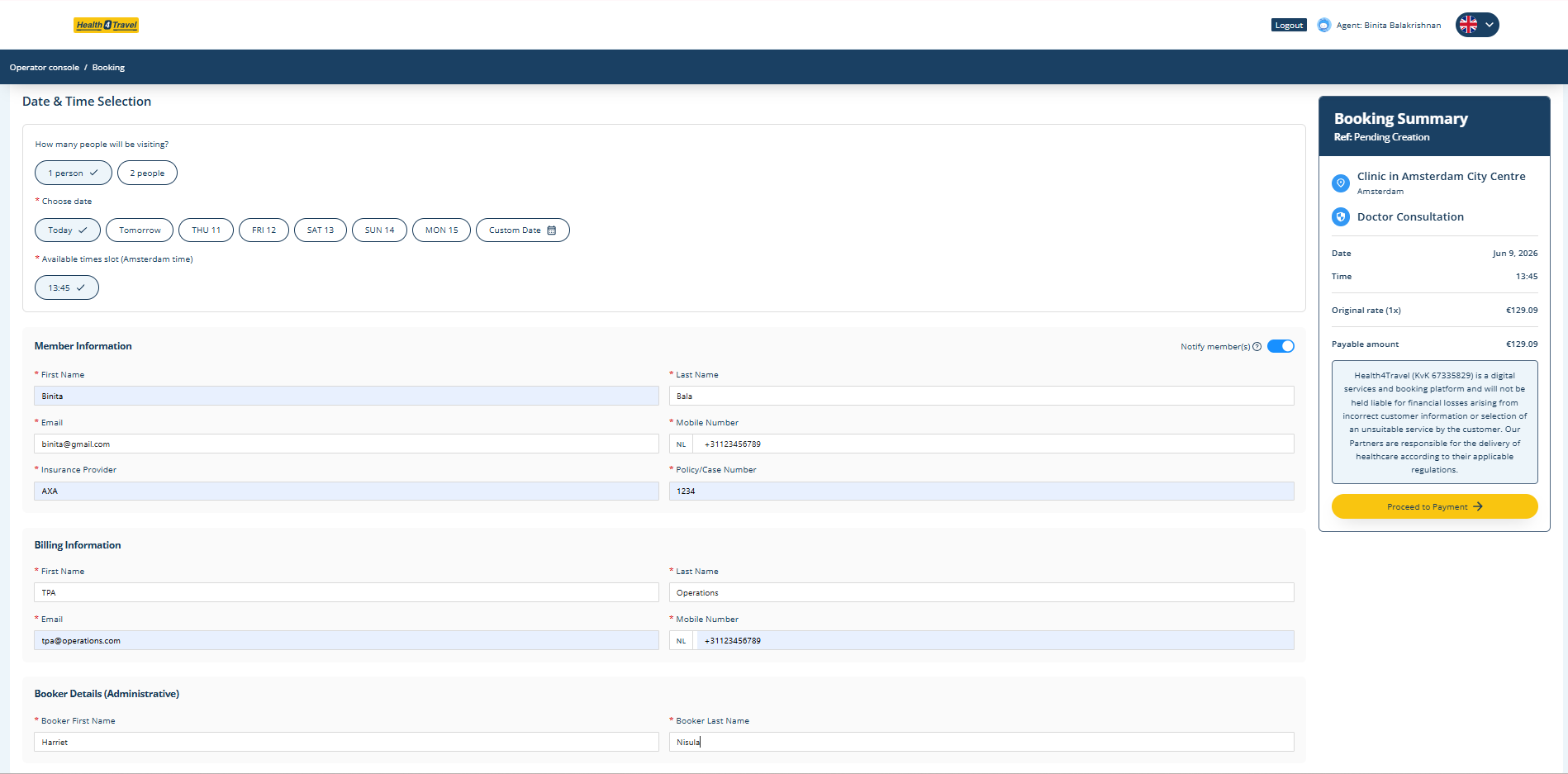 Complete the booking workflow