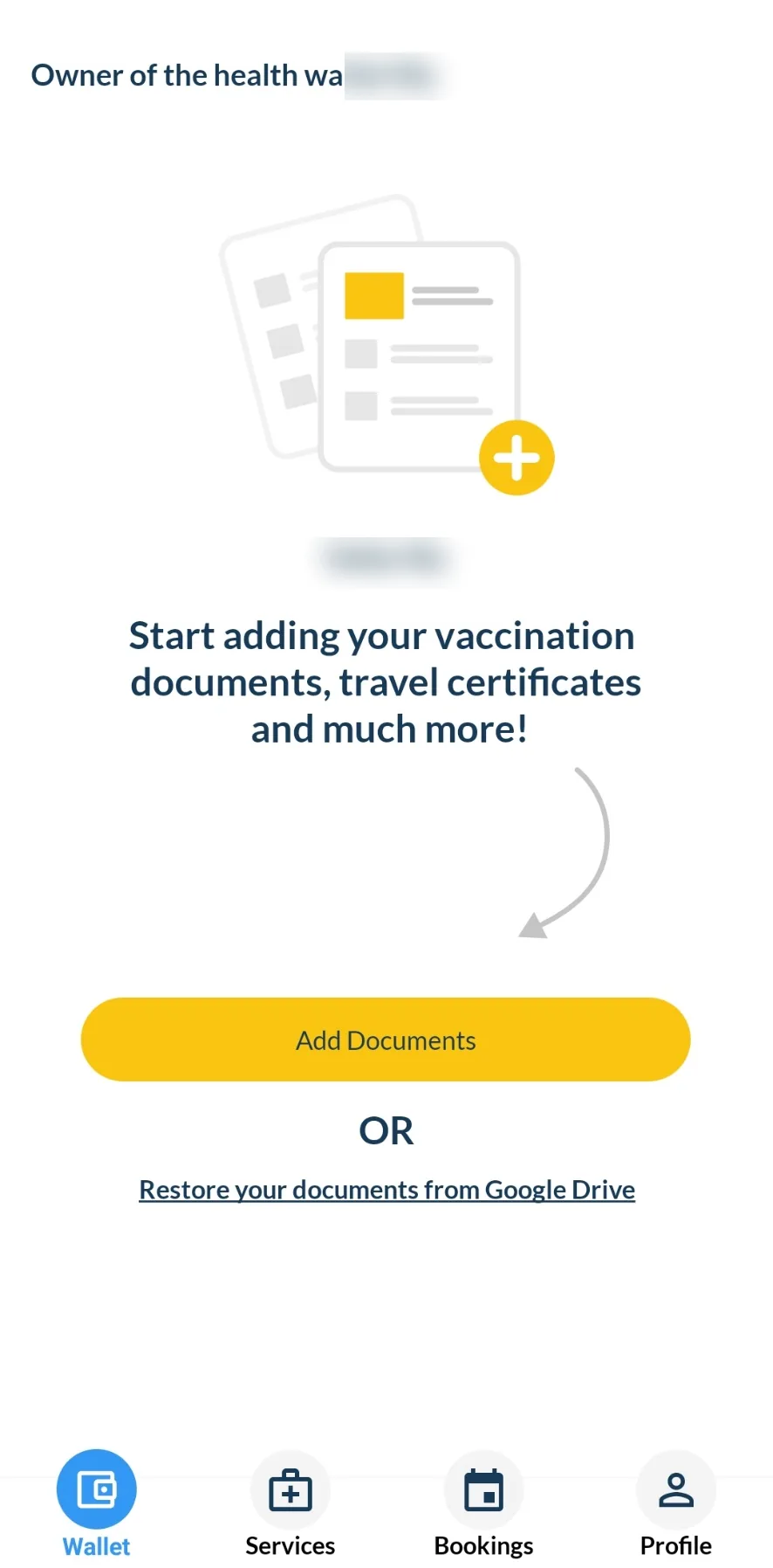 Health4Travel app Health Wallet ready to add vaccination documents and travel certificates