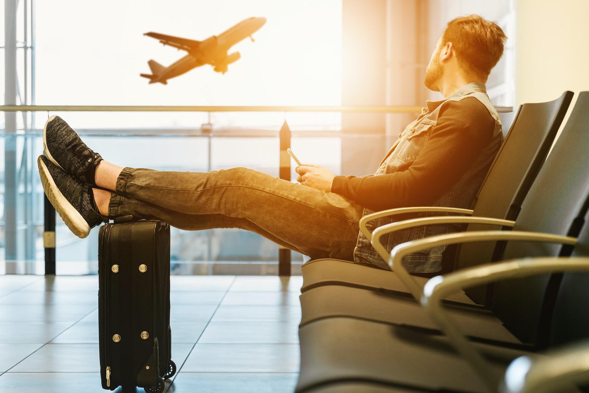 International traveller waiting at an airport